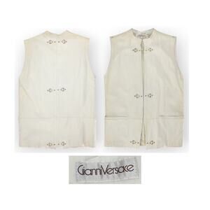 Vintage 1981 Gianni Versace Leather Vest Primavera Estate Calfskin Italy 40
